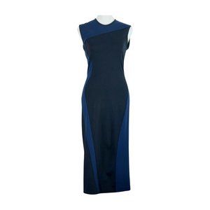 Stella McCartney Navy & Black Sleeveless Midi Sheath Dress Small